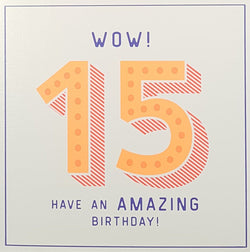 Age 15 Birthday Card - Orange Digits With Polka Dots