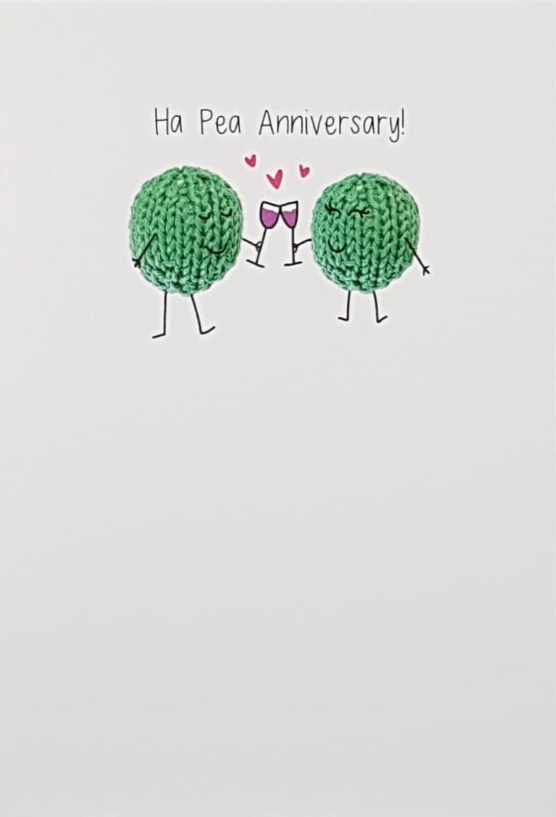 Anniversary Card - General / Two Knitted Peas Having Wine