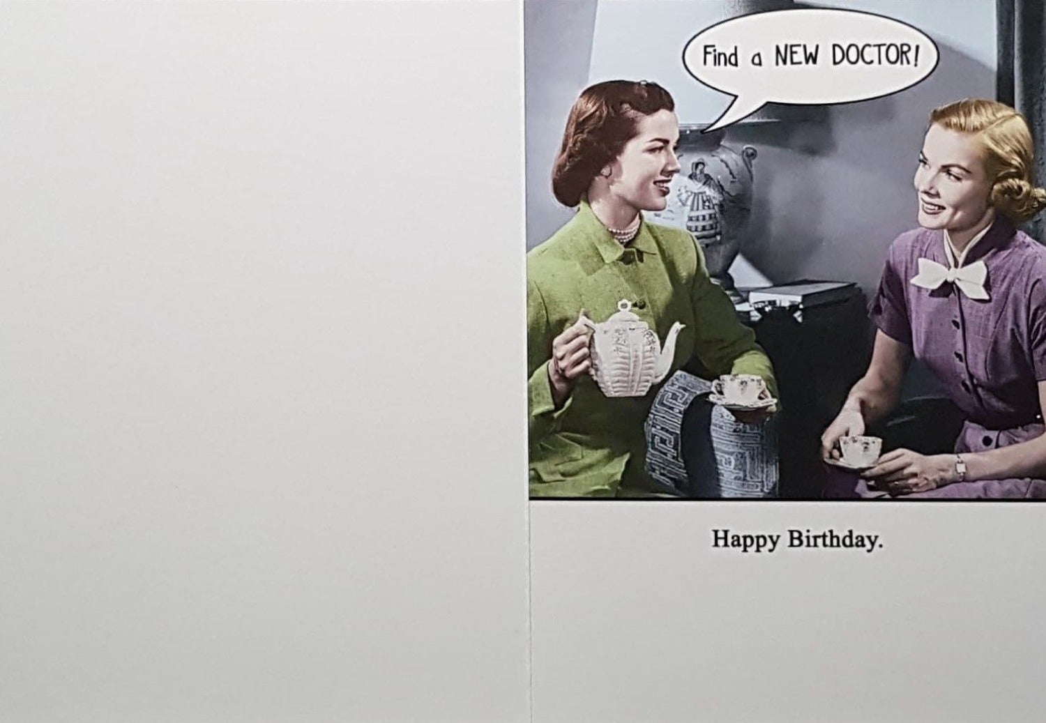 Birthday Card - Humour / Two Ladies Chatting & Having Tea