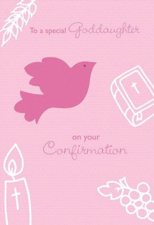 Confirmation Card - Goddaughter / Pink Dove