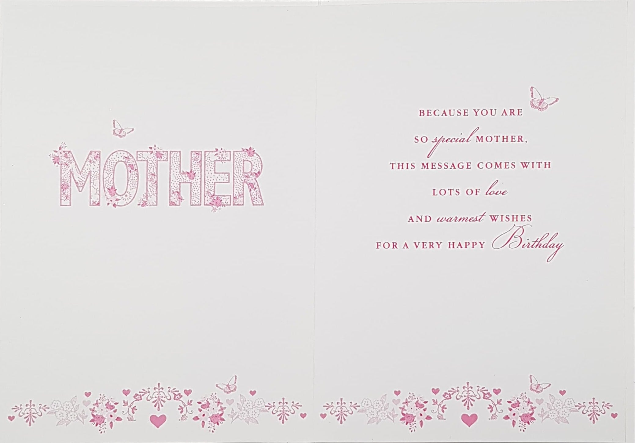 Birthday Card - Mother / A Floral And Gold Frame & Butterflies