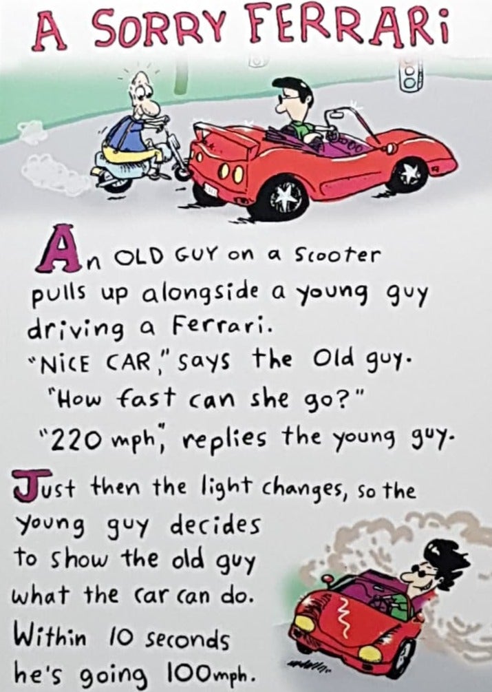 Birthday Card - A Sorry Ferrari (Humour)