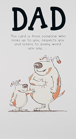 Birthday Card - Dad / Two Funny Dogs On A White Front