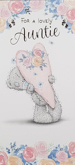Auntie Mothers Day Card - A Pink Floral Heart