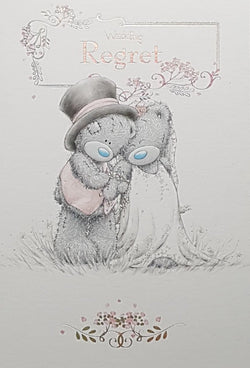 Wedding Invitation Response - Regret / Bride & Groom Teddies & A Shiny Font