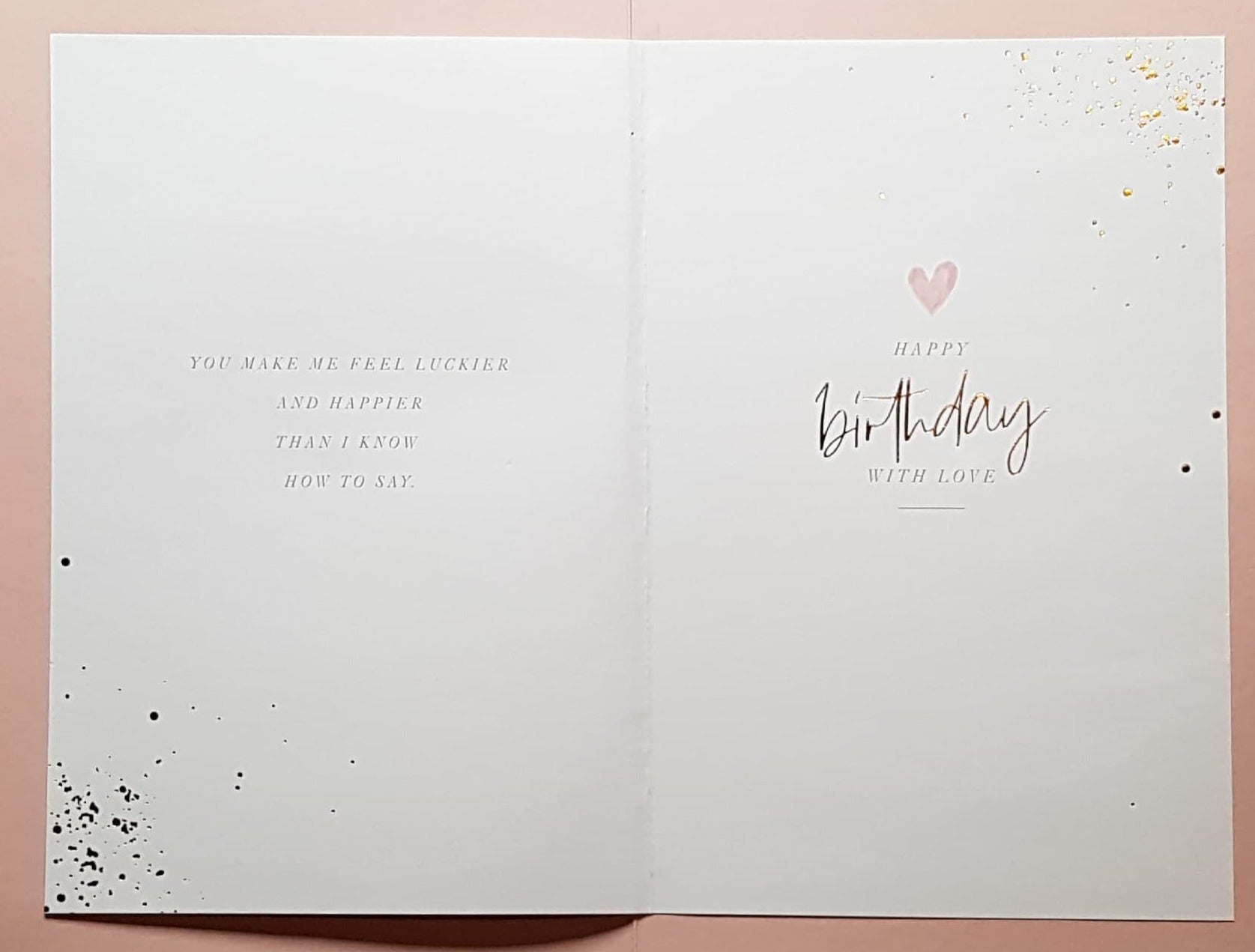Birthday Card - Wife / 'Wife' In Gold Font On A Pink Heart & A Tassel