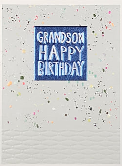 Birthday Card - Grandson / A Blue Square 'Grandson Happy Birthday'