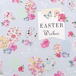Easter Card - Different Bunches Of Pink Roses & White Butterflies
