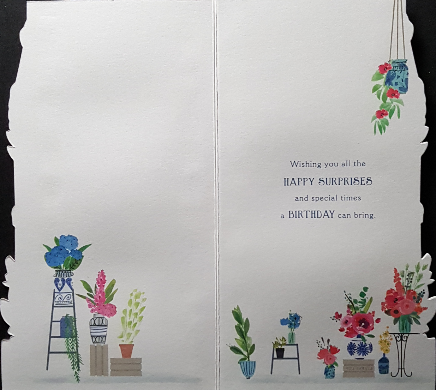 Birthday Card - General Female / Elegant House & Beautiful Flower Pots