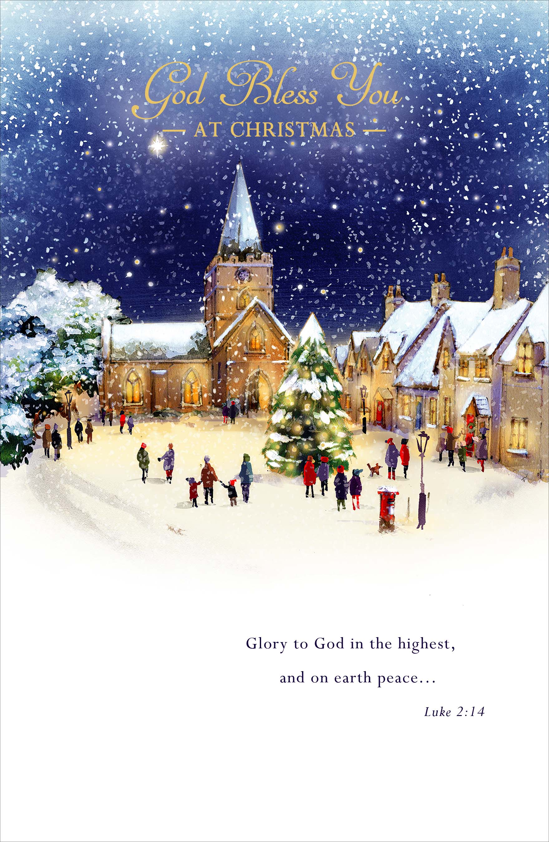 Religious Christmas Card - Earth Peace & Snowfall