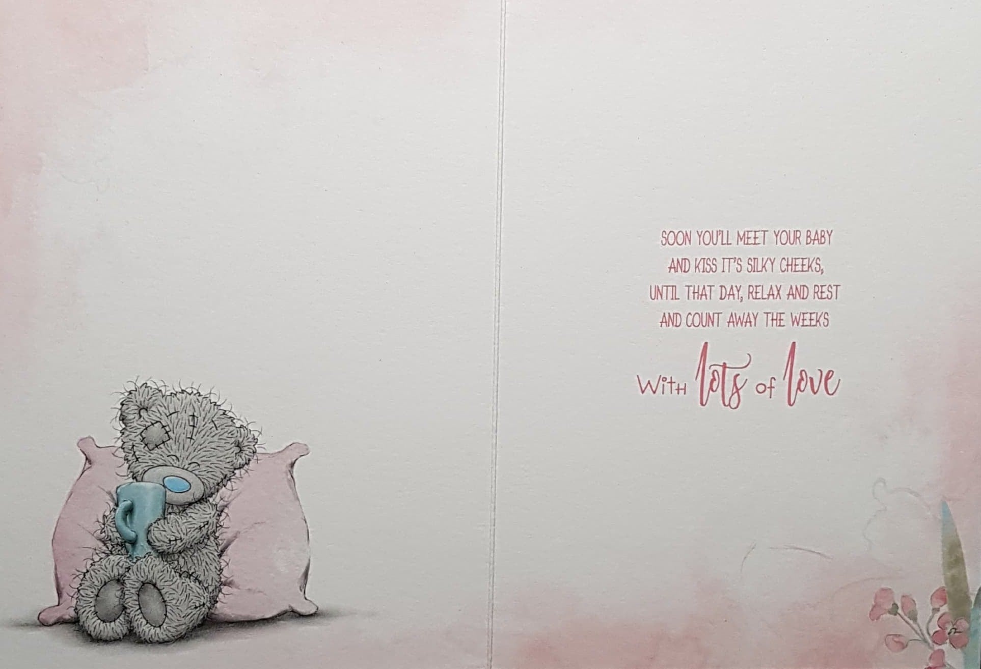 Baby Shower Card - A Relaxed Teddy & A Glittery Frame