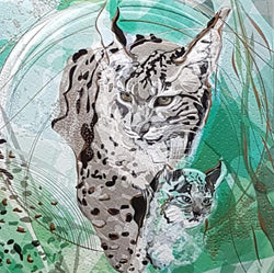 Blank Card - Two Cats On A Green Background