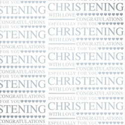 Gift Wrap - Flat Wrap / Christening - Silver Letters (Folded Twice)