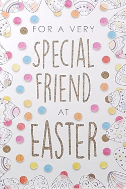 Easter Card - Special Friend / Colourfull Polka Dots In A Patterned Egg Frame