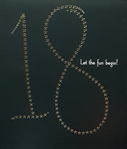 Age 18 Birthday Card - Sparkly Gold 18 On Black Background