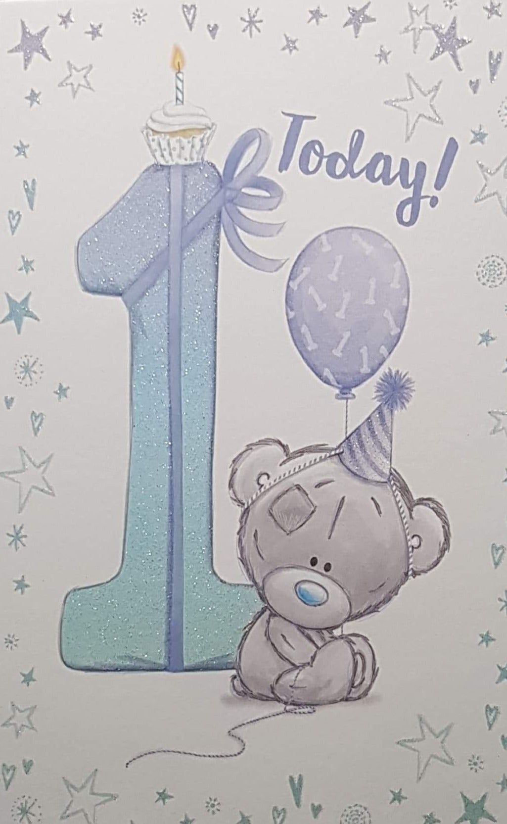 Age 1 Birthday Card - Boy / A Birthday Cup Cake On A Large Blue Number 1