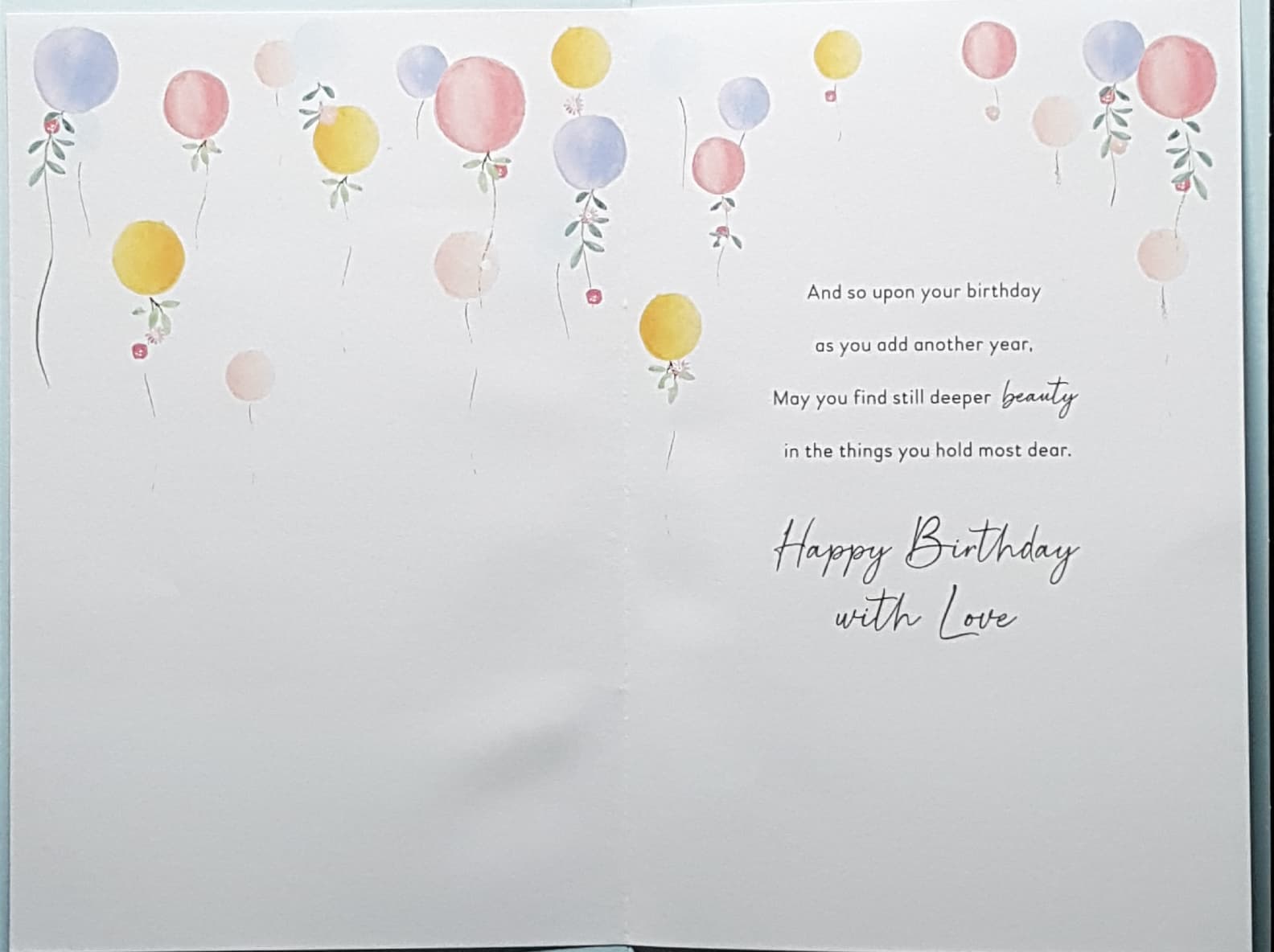 Birthday Card - Just For You / Balloons On A Light Blue Front