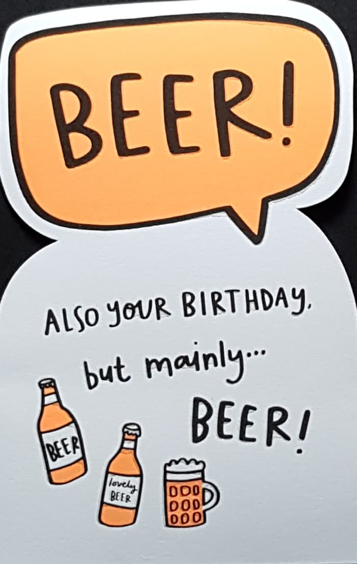 Birthday Card - A Beer & An Orange Color Motive (Shaped)