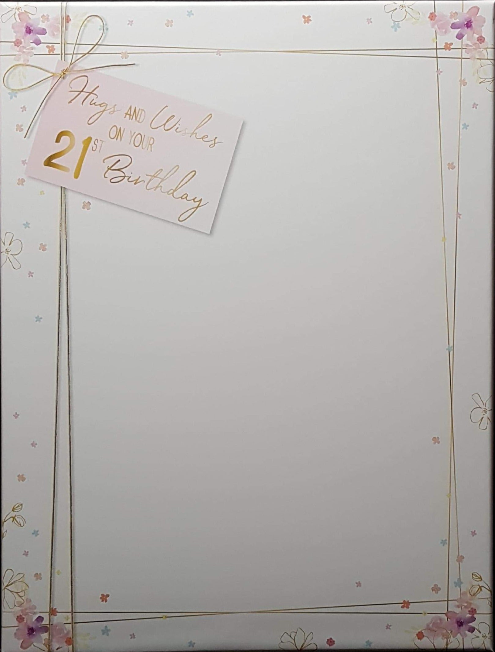 Age 21 Birthday Card - 'Hugs An Wishes...'& A Gold Key (A Card In A Box)