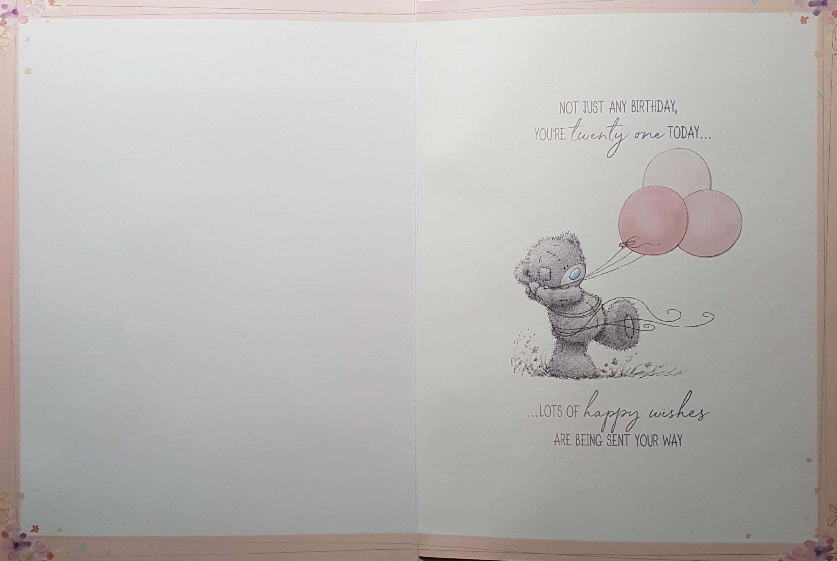 Age 21 Birthday Card - 'Hugs An Wishes...'& A Gold Key (A Card In A Box)