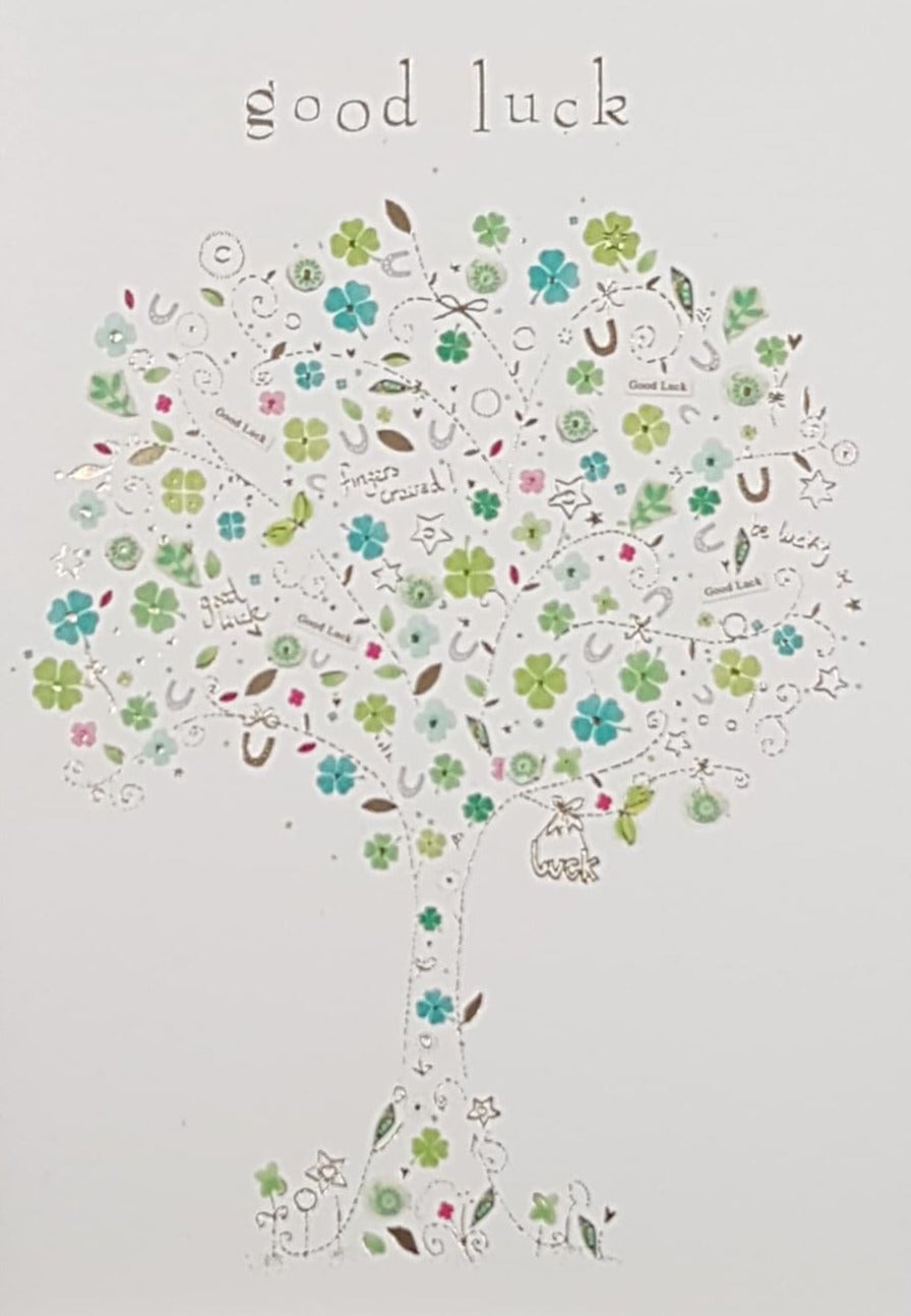 Good Luck Card - A Tree Made Of Four-Leaf Clovers