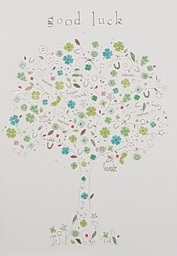 Good Luck Card - A Tree Made Of Four-Leaf Clovers