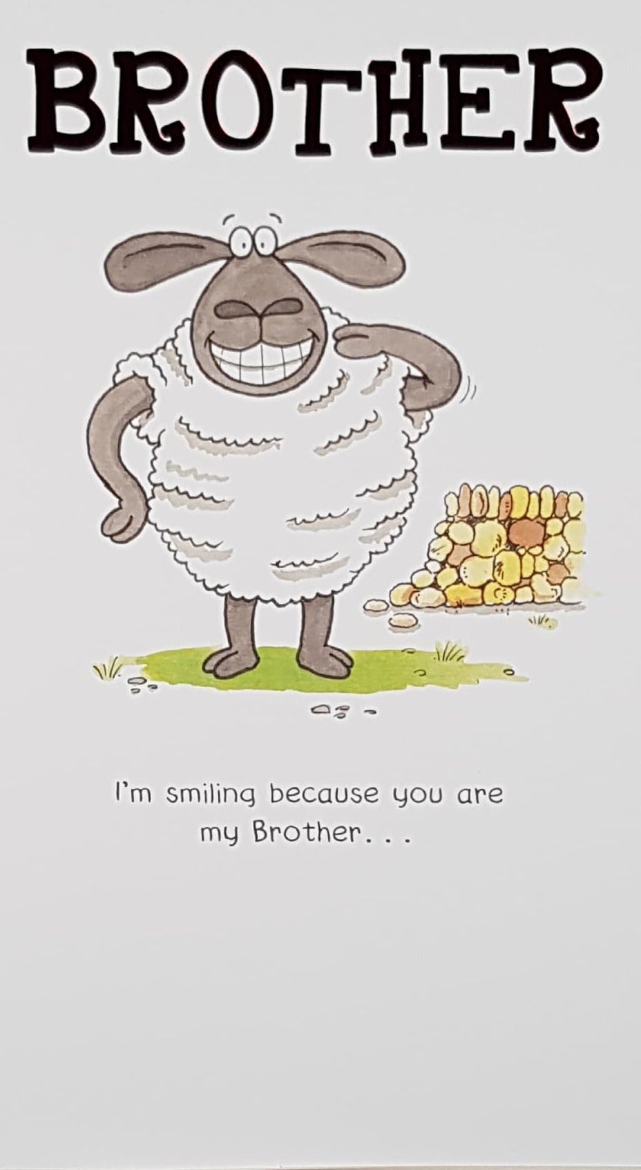Birthday Card - Brother / A White Sheep With A Cheeky Smile