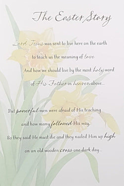 Easter Card - Religious Easter Story & Daffodils