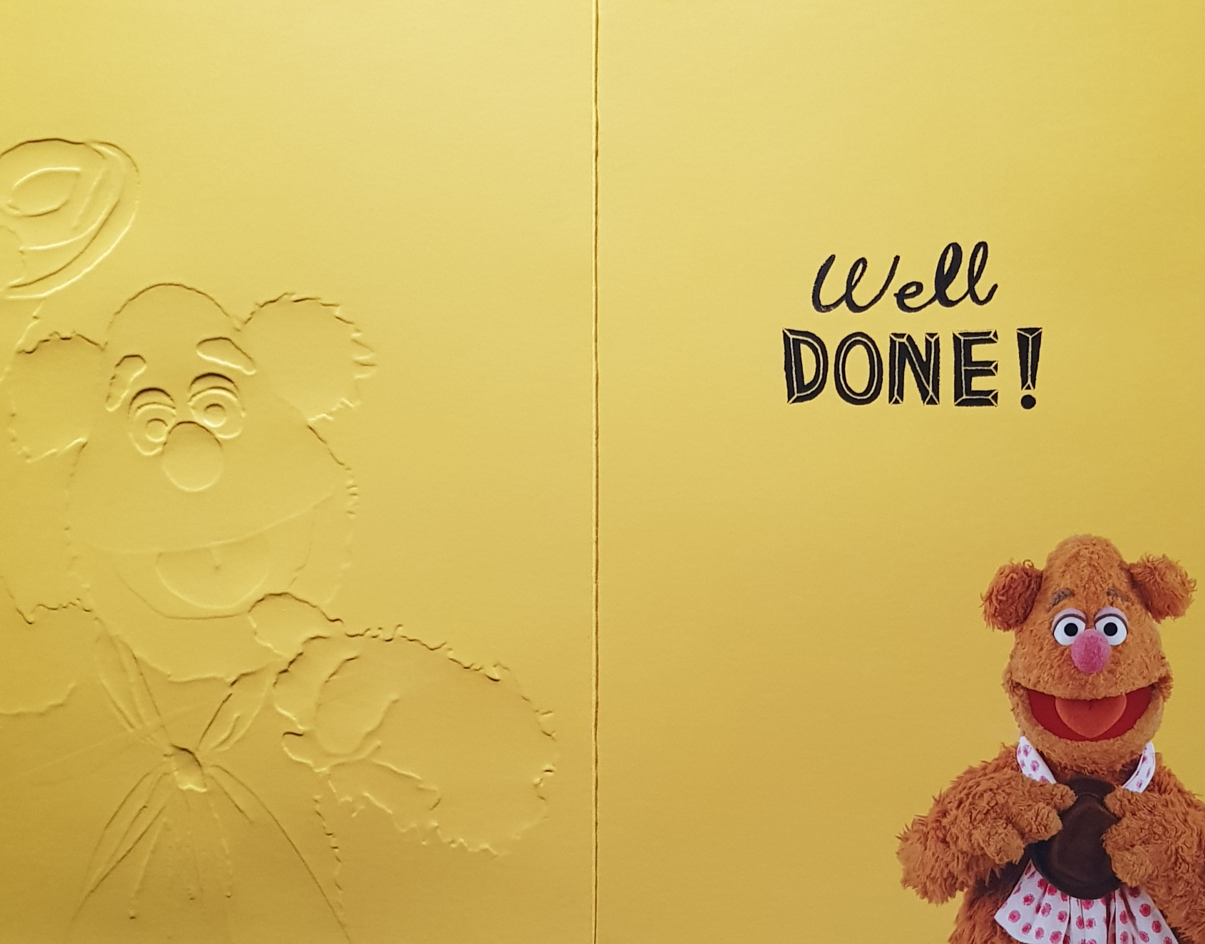 Congratulations Card - Fuzzy Bear Tipping His Hat