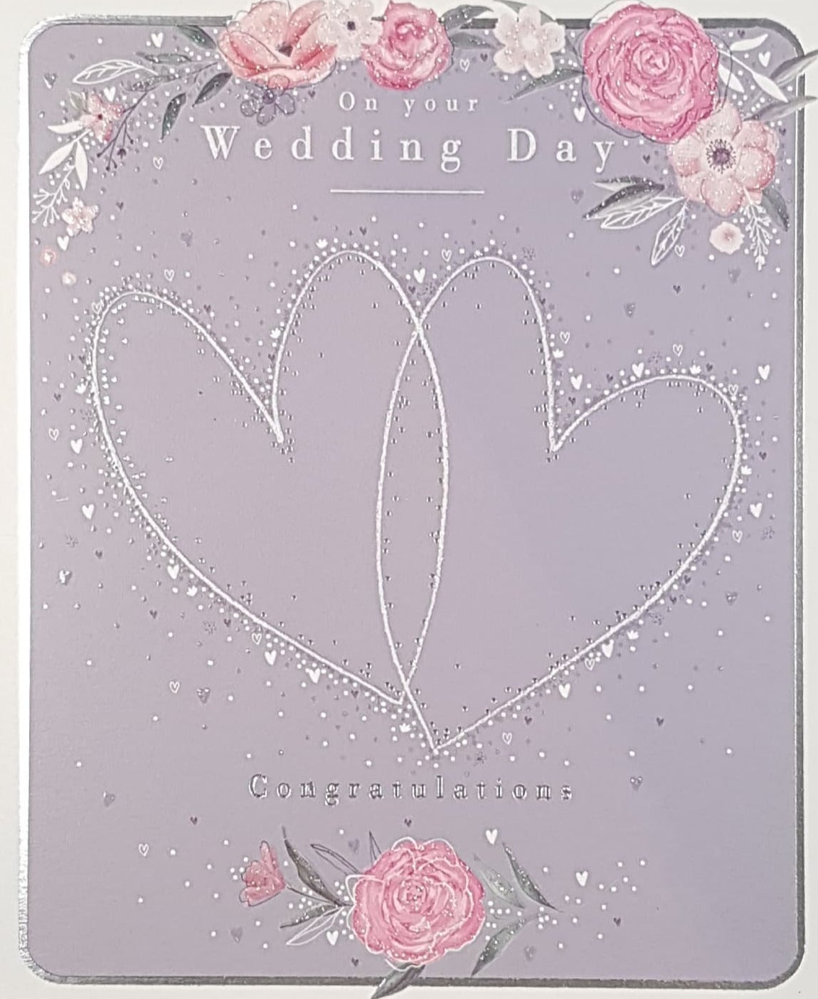 Wedding Card - General / Two White Hearts On A Purple Background