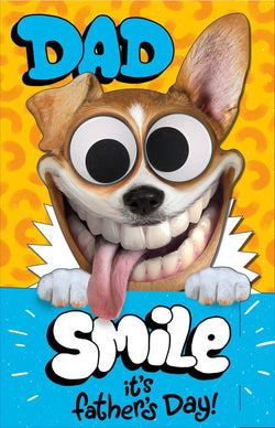 Fathers Day Card - Humour / Crazy Smiling Dog