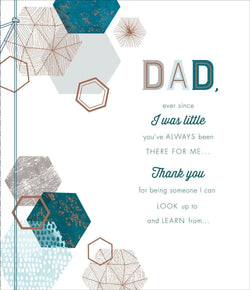 Fathers Day Card - Dad / Thank You & A Gold Motive