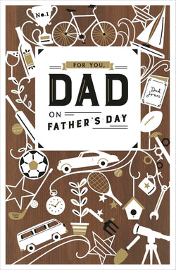 Fathers Day Card - Dad / Man Stuff On A Brown Front