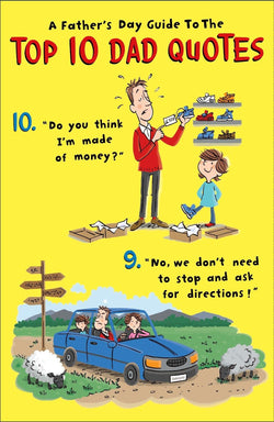 Fathers Day Card - Dad / Top 10 Dad Quotes & Man in Car With Children