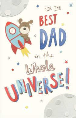 Fathers Day Card - Dad / Cute Tedy Flying On The Racket