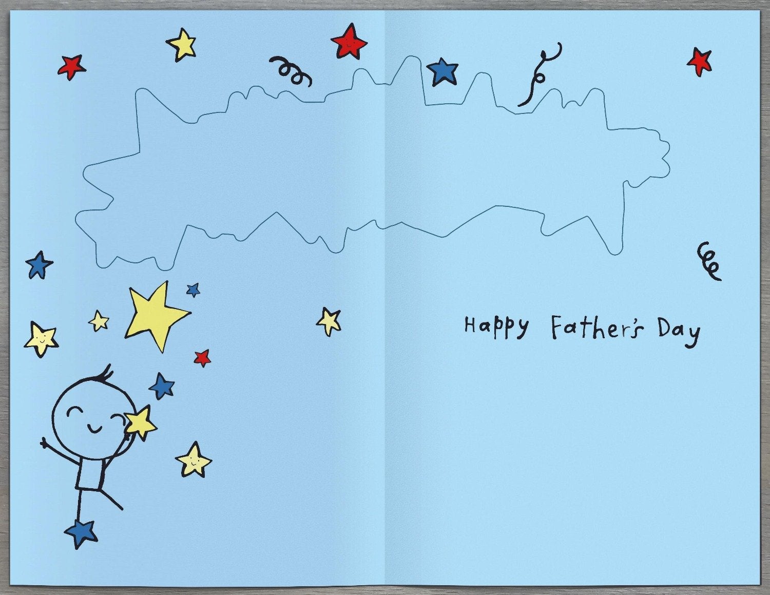 Fathers Day Card - Dad From Both Of Us / Two Boys On A White Cloud & A Red Heart
