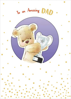 Fathers Day Card - Dad / A Brown Teddy In A Purple Circle