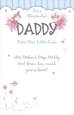 Fathers Day Card - Daddy From Girls / Two Fairies Above DADDY Word