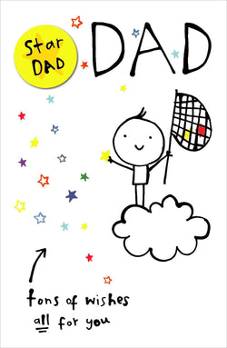 Fathers Day Card - Dad / A Boy Standing On A White Cloud & A Yellow Star