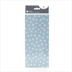 Gift Wrap - Tissue / White Dots On Blue Background ( 3 Sheets )