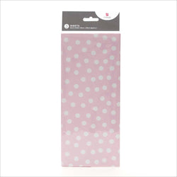 Gift Wrap - Tissue / White Dots On Pink Background ( 3 Sheets )