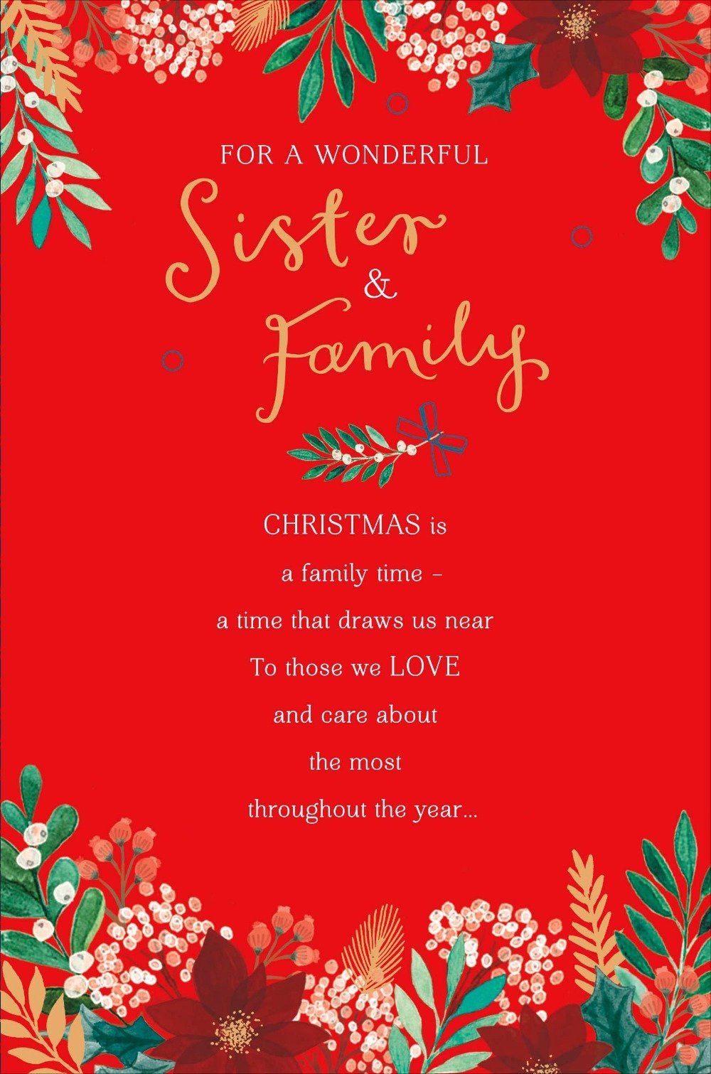 Sister And Family Christmas Card