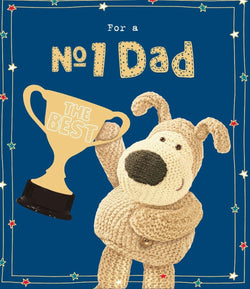 Fathers Day Card - Dad / No 1 Dad & Teddy Holding A Trophy