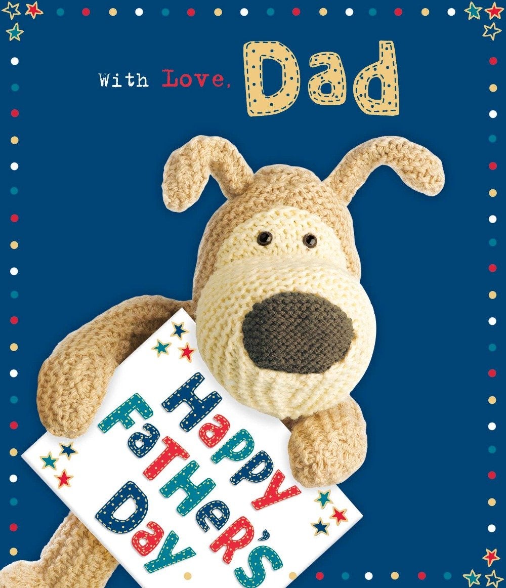Fathers Day Card - Dad / With Love & Teddy On Blue A Background