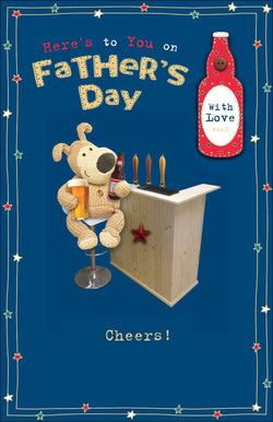Fathers Day Card - General / Cute Dog Sitting In Bar Drinking Beer Labelled 'With Love'