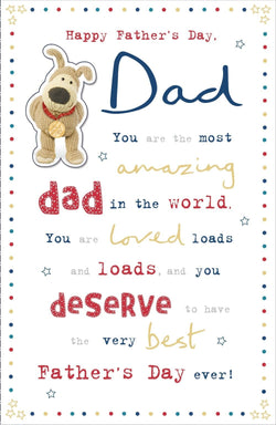 Fathers Day Card - Dad / Cute Dog Wearing Gold Medal