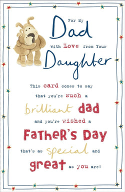 Fathers Day Card - Dad From Daughter / Two Cute Dogs Hugging