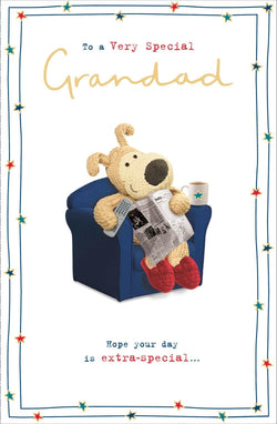 Fathers Day Card - Grandad / A Dog Relaxing On A Blue Sofa