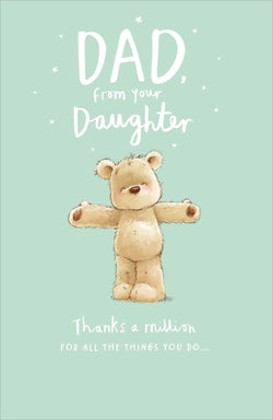 Fathers Day Card - Dad From Daughter / Thanks A Million For All The Things You Do...