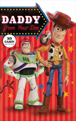 Fathers Day Card - Daddy From Son / Cartoon Characters On A Red Front (Pop Up Card)